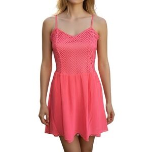 Candie’s Solid Coral Orange Sweetheart Neck Cut Out Back Sleeveless Mini Dress
